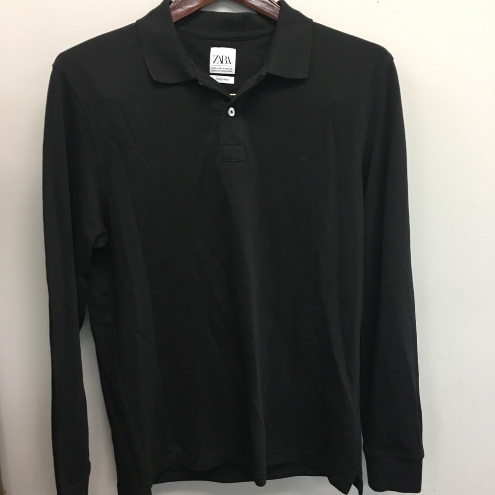 Zara | Zara Man Long Sleeved Pique Polo Shirt | M